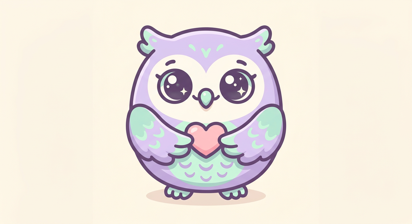 Ollie the owl, the SafeSpeak mascot, holding a heart